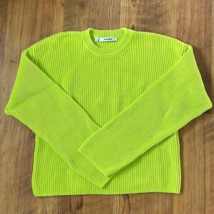 Oval Square Want Knit Sweater - Neon Green - Size Small